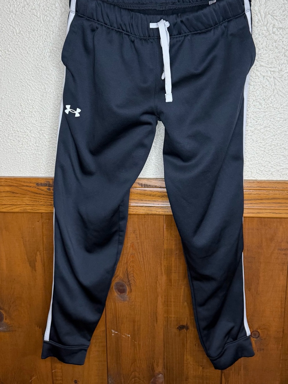 Under Armour Kids Black Joggers with White Accents